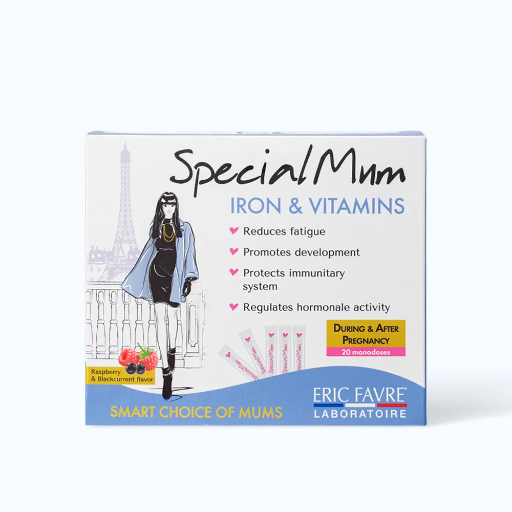 Dung dịch Special Mum Eric Favre (Hộp 20 gói) giúp bổ sung sắt cho mẹ bầu