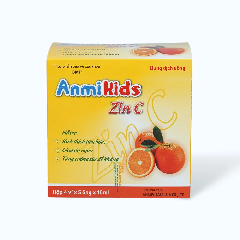 Dung dịch uống AnmiKids Zin C (Hộp 20 ống) giúp bổ sung vitamin C và kẽm