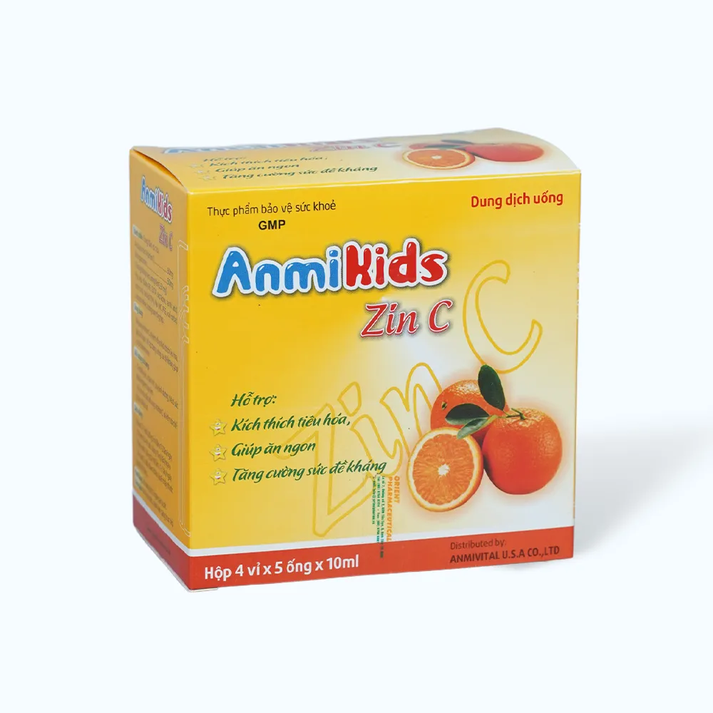 Dung dịch uống AnmiKids Zin C (Hộp 20 ống) giúp bổ sung vitamin C và kẽm 3