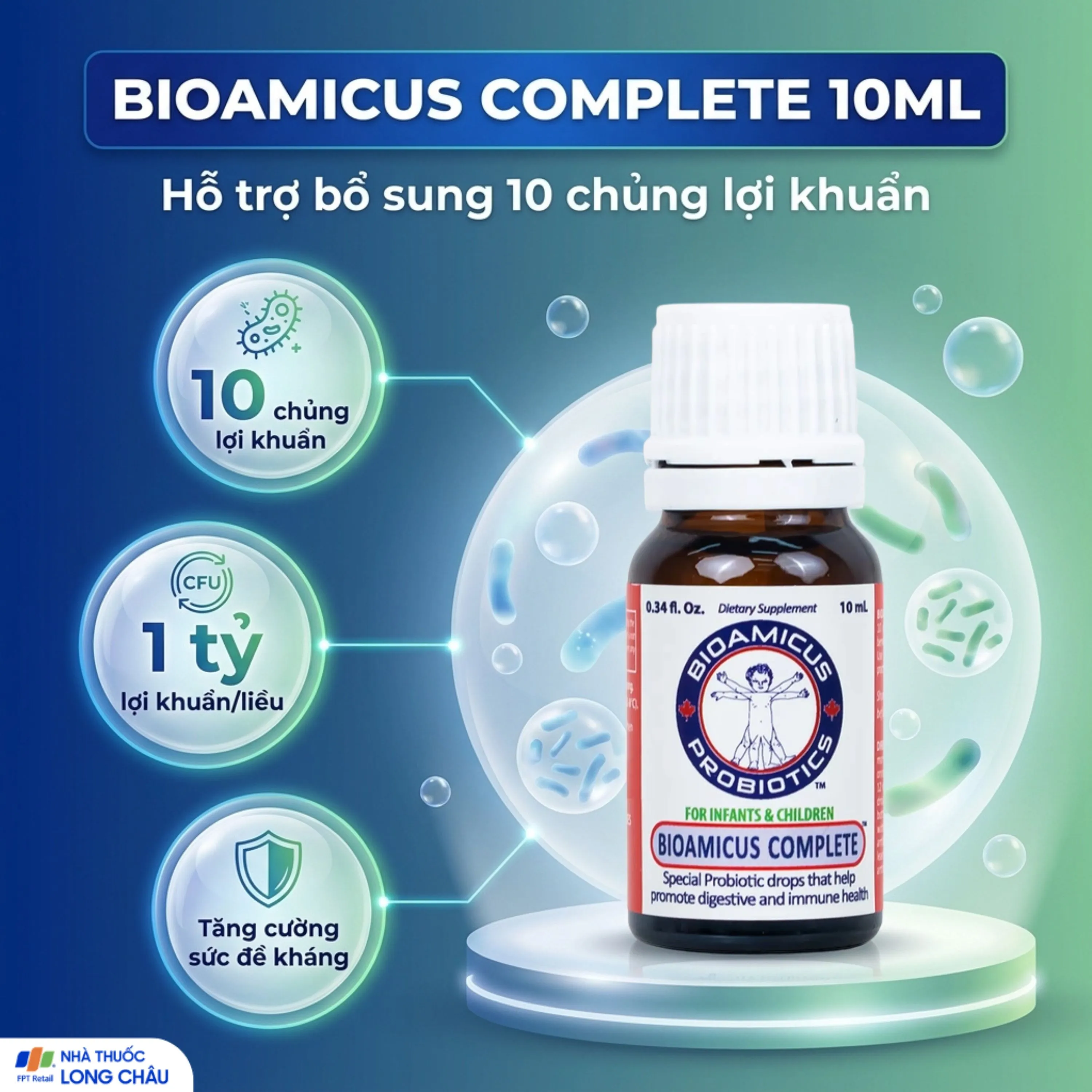 DUNG DỊCH UỐNG GIÚP BỔ SUNG 10 CHỦNG LỢI KHUẨN BIOAMICUS COMPLETE 10ML 2
