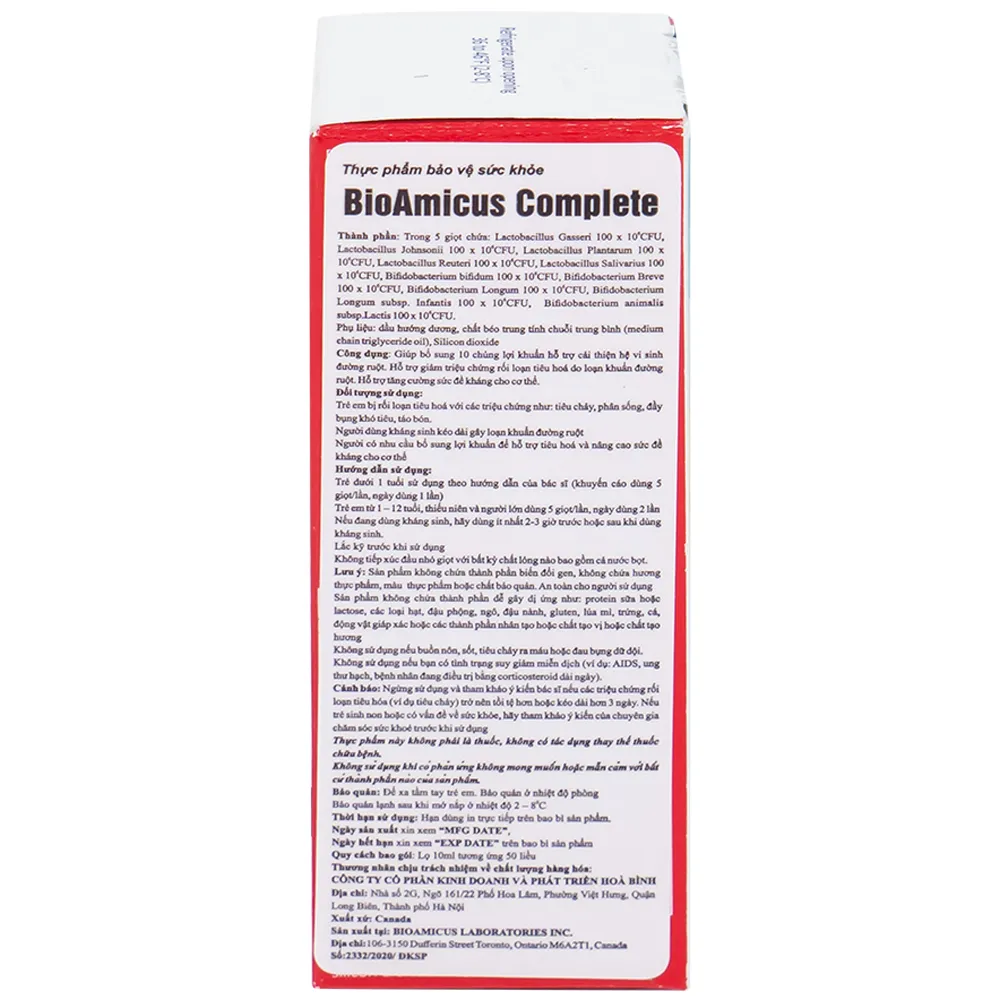 DUNG DỊCH UỐNG GIÚP BỔ SUNG 10 CHỦNG LỢI KHUẨN BIOAMICUS COMPLETE 10ML 10