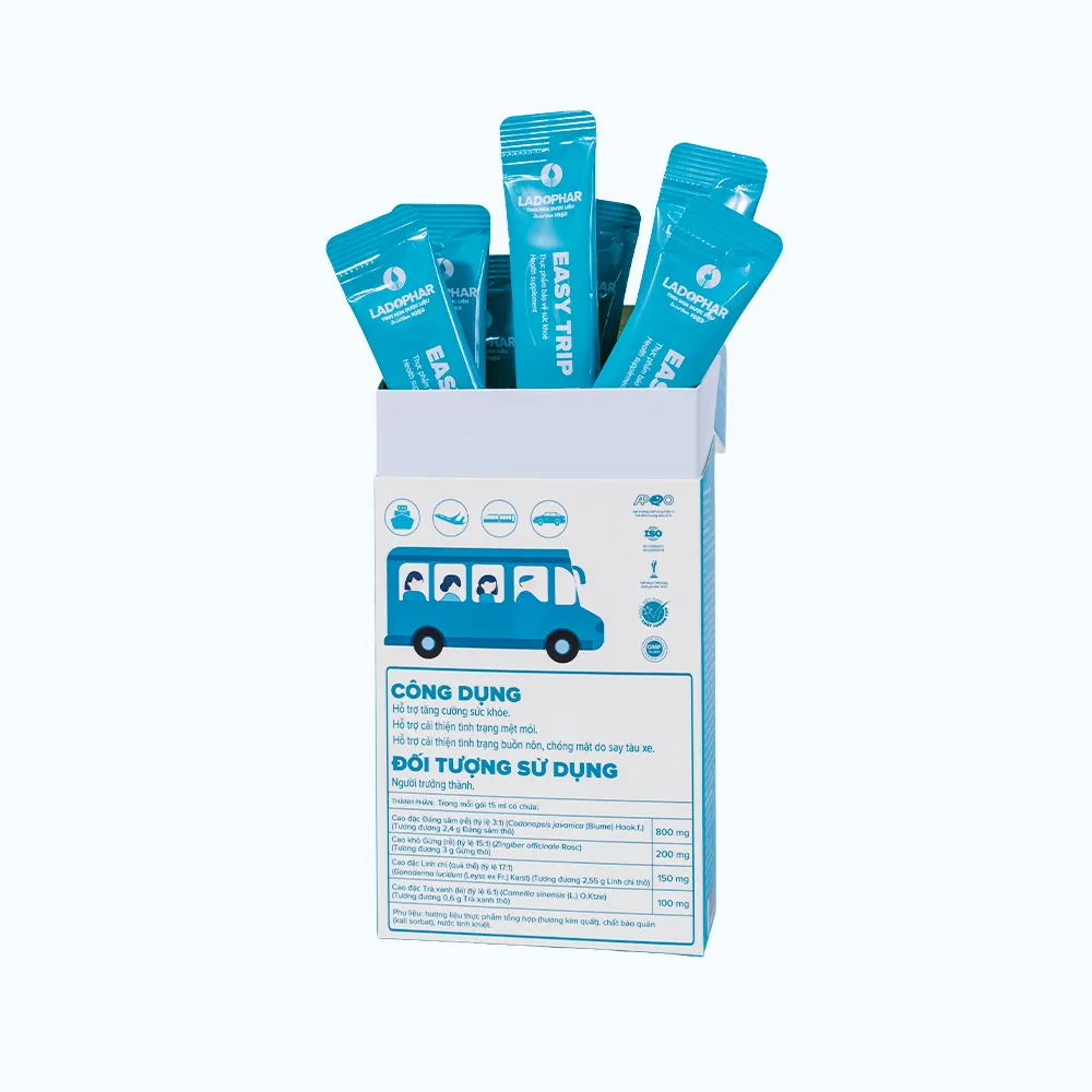 Easy Trip cải thiện buồn nôn, chóng mặt do say tàu xe (Hộp 10 gói x 15 ml) 2