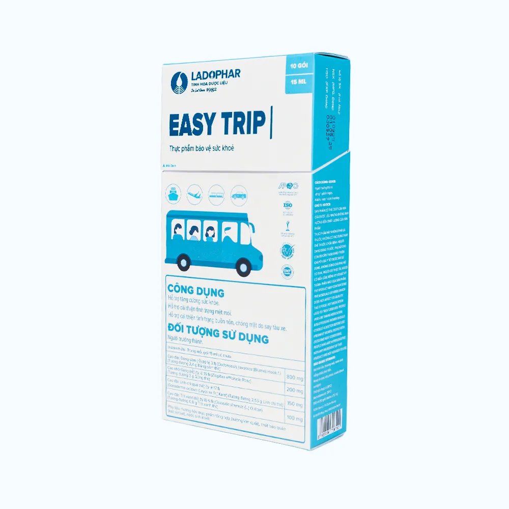 Easy Trip cải thiện buồn nôn, chóng mặt do say tàu xe (Hộp 10 gói x 15 ml) 4