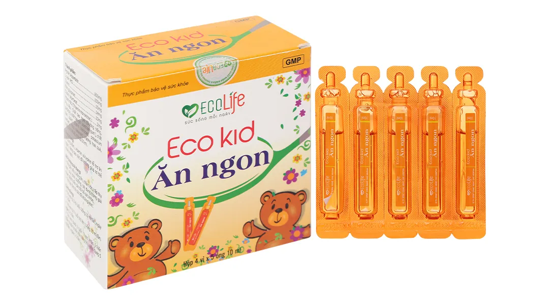 Ecolife Eco Kid Ăn Ngon hỗ trợ ăn ngon, nâng cao sức đề kháng hộp 20 ống x 10ml 2