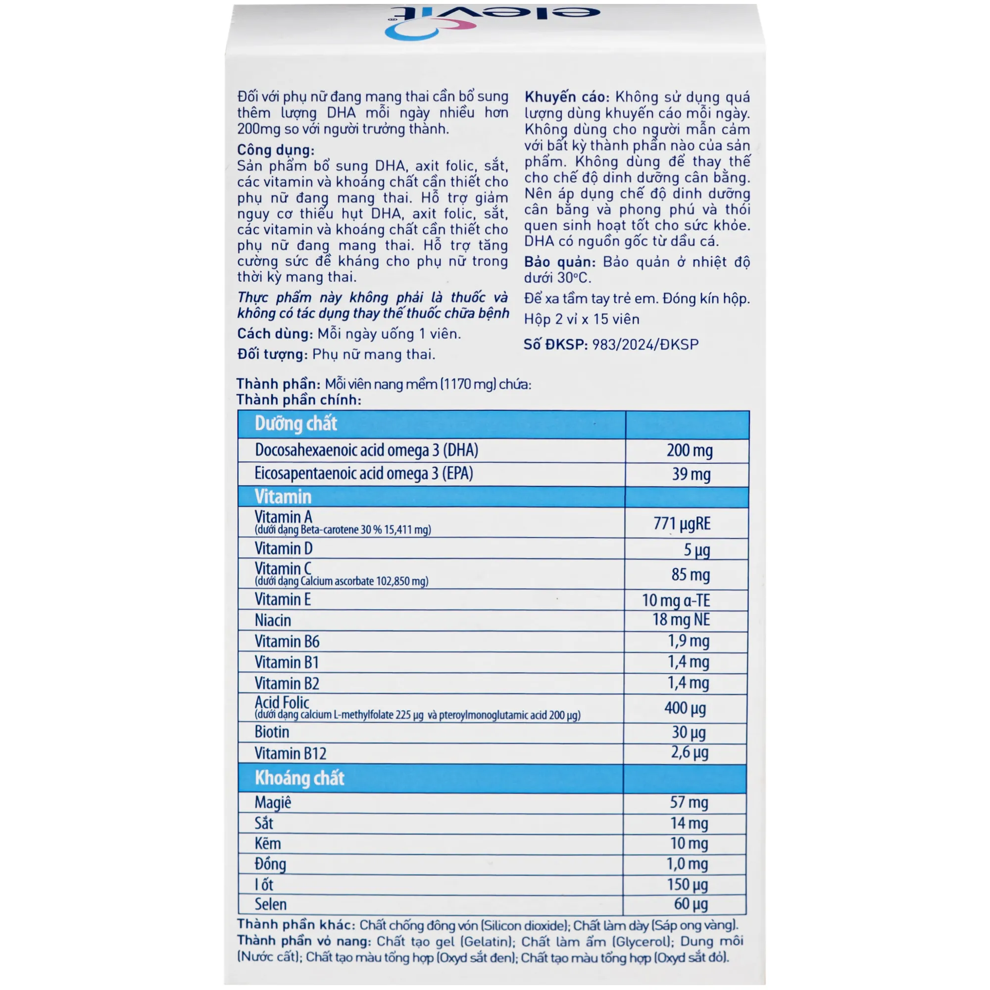 ELEVIT DHA PREGNANCY BAYER 2X15 3