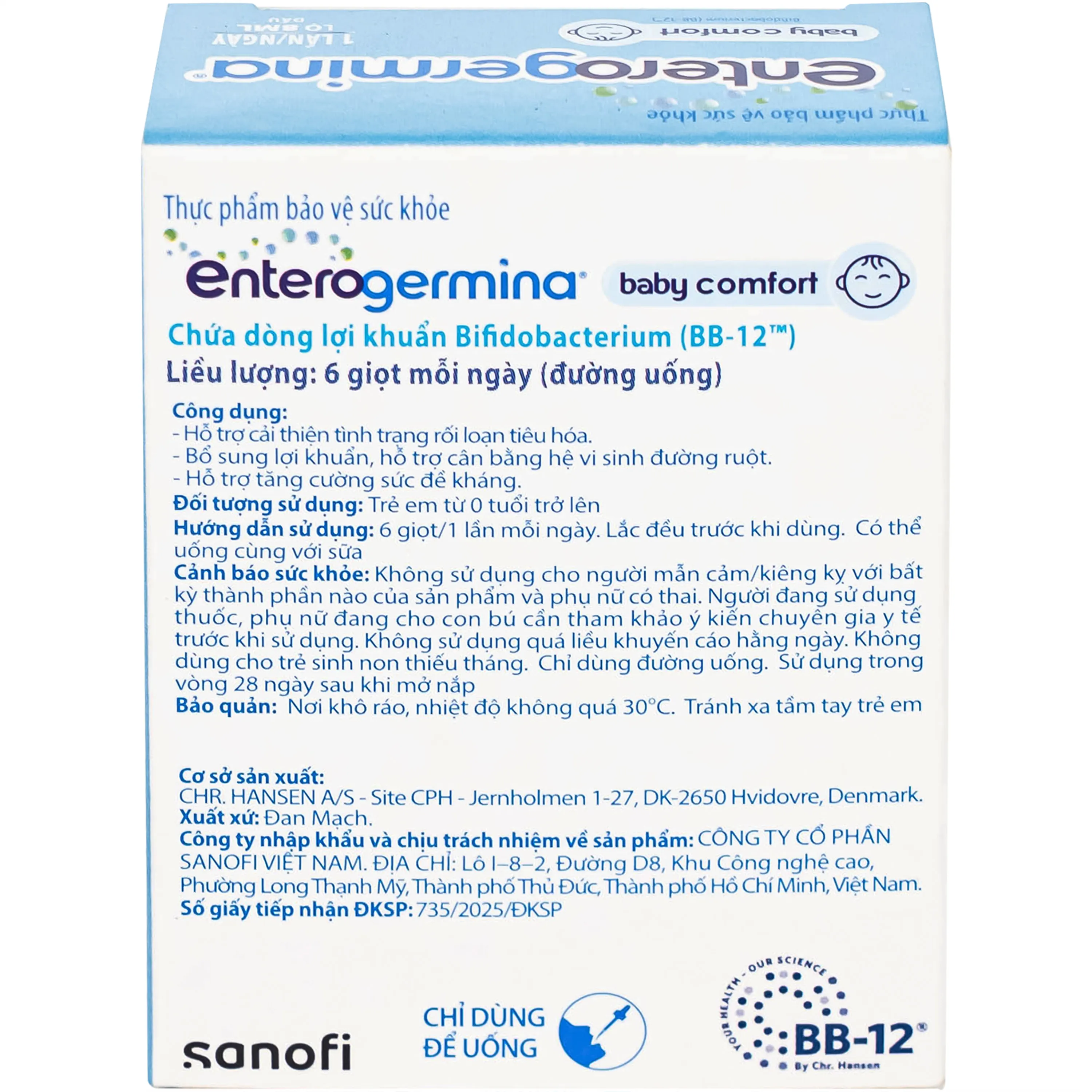ENTEROGERMINA BABY COMFORT SANOFI HỘP 8ML 4