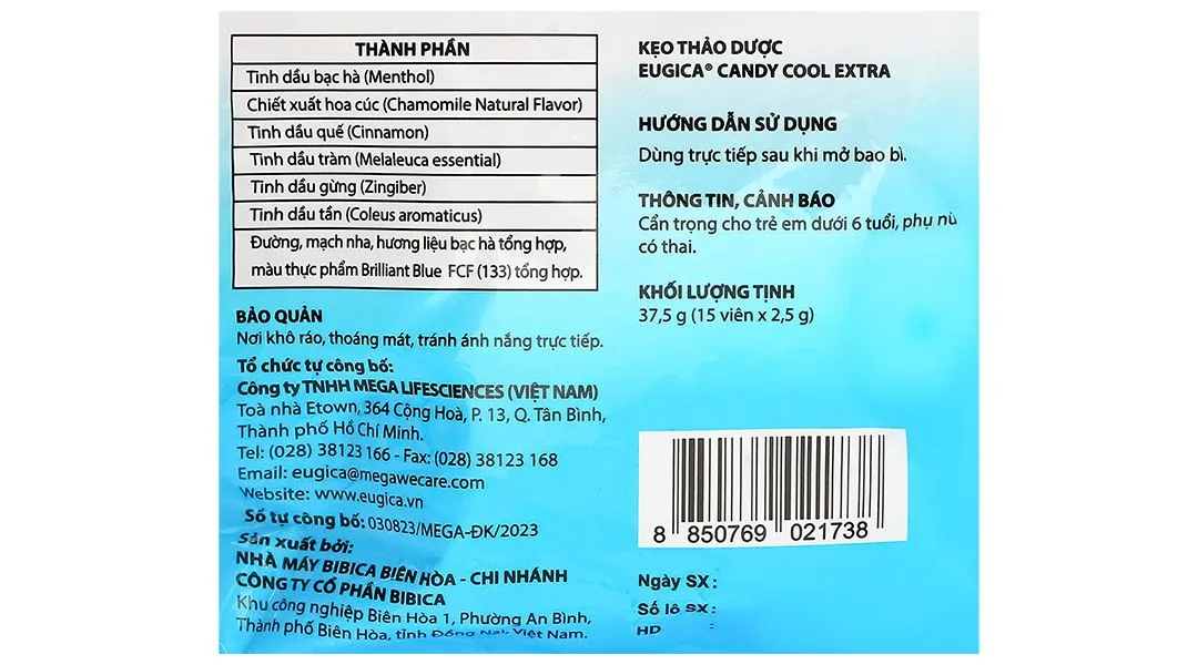 Eugica Candy Cool Extra gói 15 viên 9