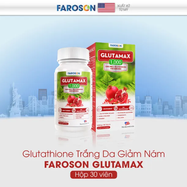 Viên uống Faroson Glutamax 1000 (hộp 30 viên) làm đẹp, chống lão hóa da