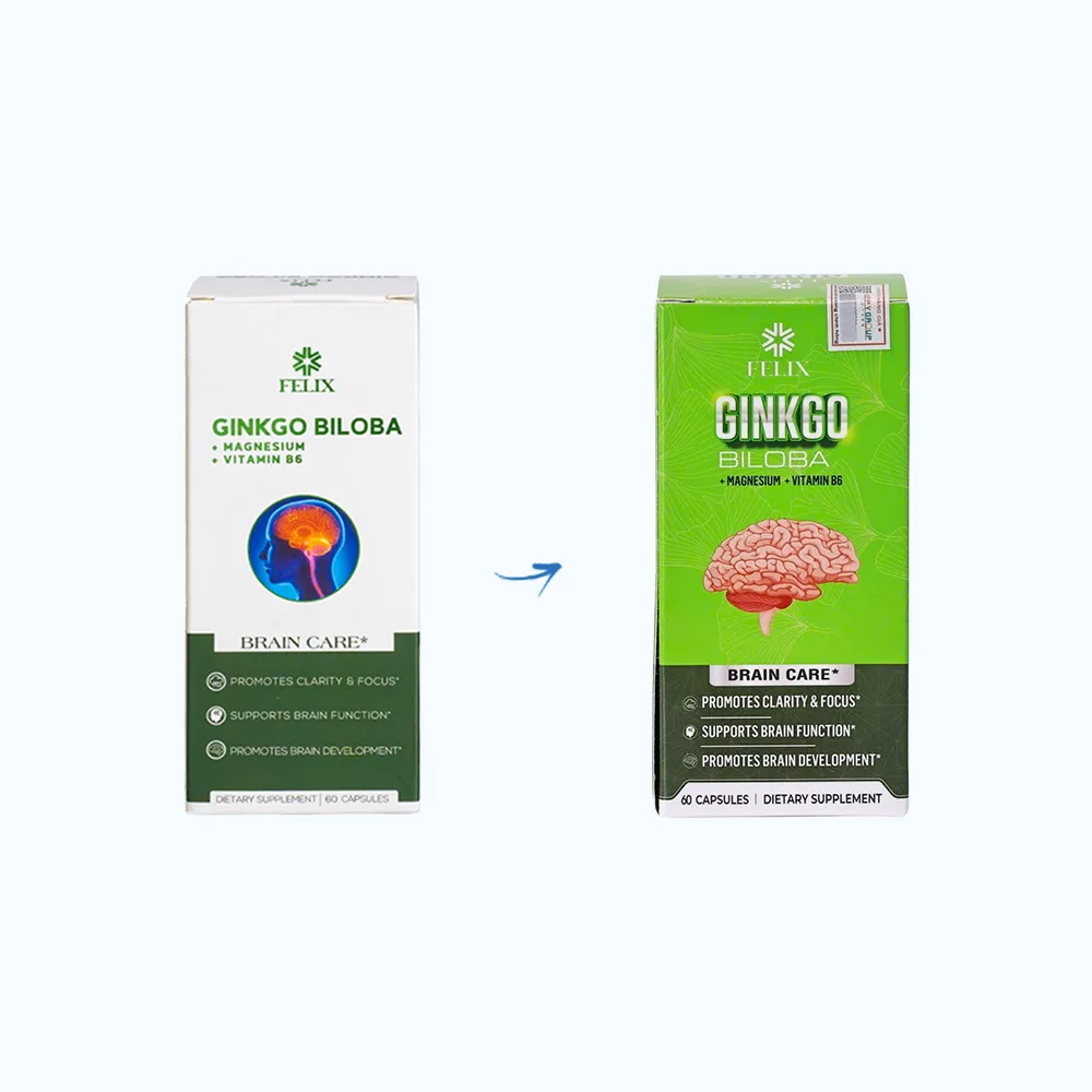 Felix Ginkgo Biloba, Mg, B6 hỗ trợ tăng cường tuần hoàn não (Hộp 60 viên) 3