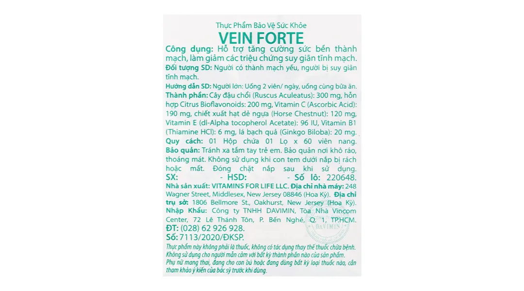 Forlife Vein Forte chai 60 viên 6