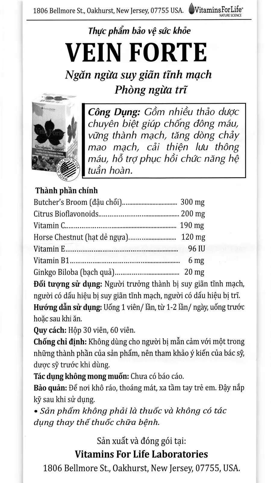 Forlife Vein Forte chai 60 viên 9