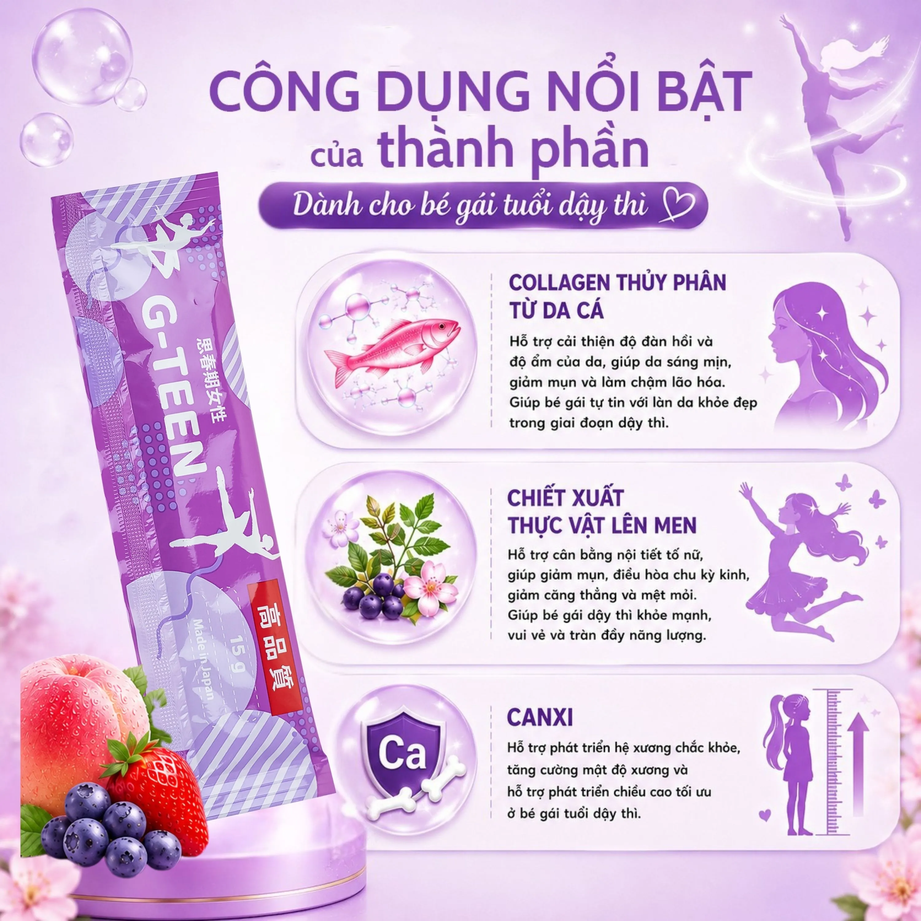 G-TEEN KENKO HỖ TRỢ PHÁT TRIỂN CHO BÉ GÁI GIAI ĐOẠN DẬY THÌ 30 GÓI X 15G 4