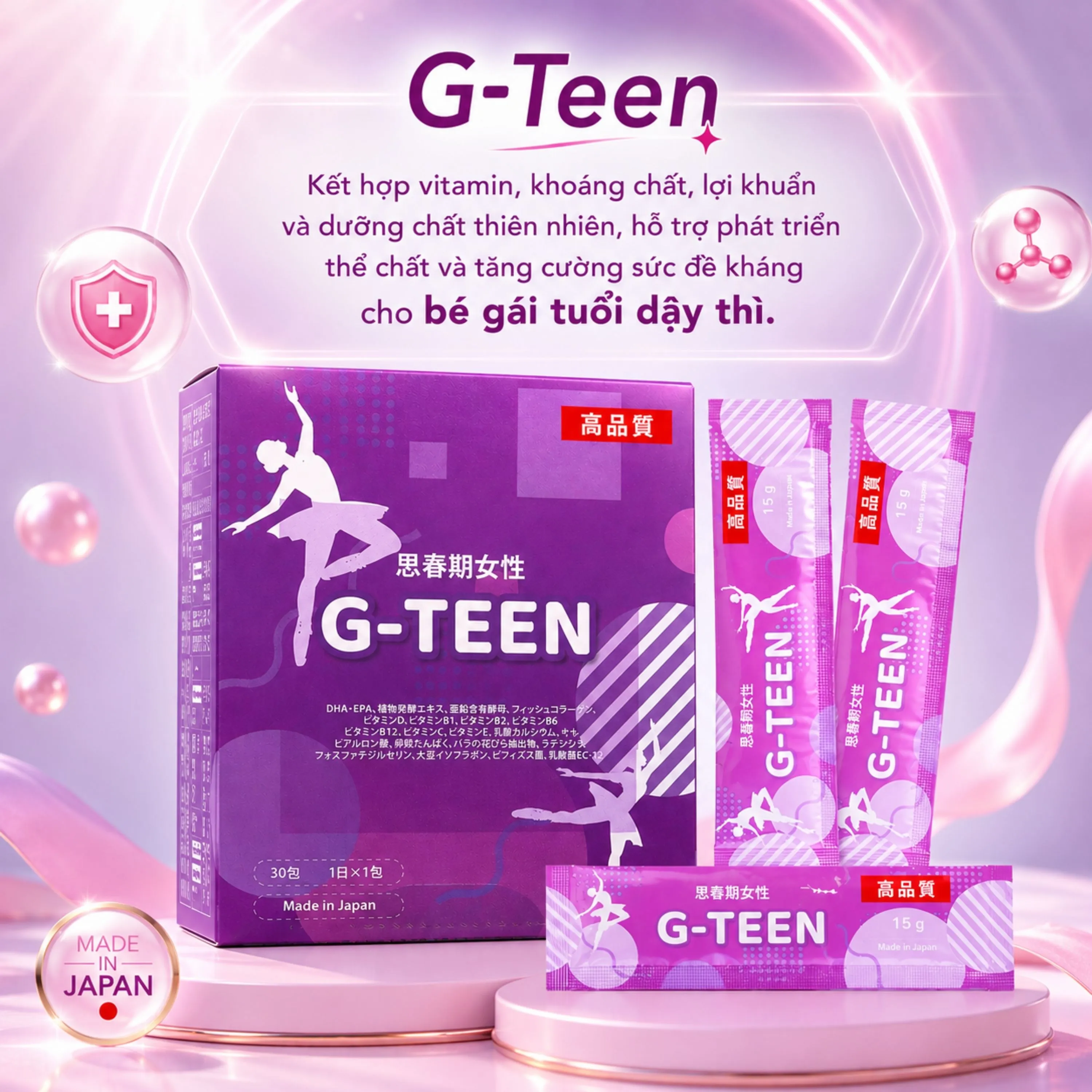 G-TEEN KENKO HỖ TRỢ PHÁT TRIỂN CHO BÉ GÁI GIAI ĐOẠN DẬY THÌ 30 GÓI X 15G 5