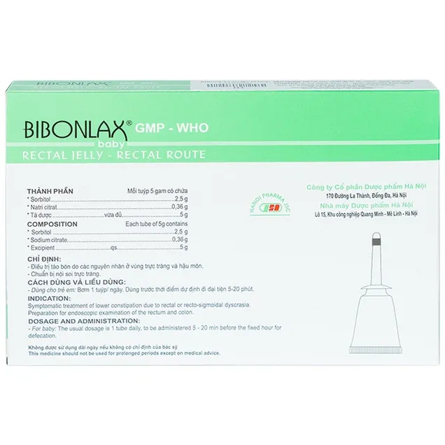 Gel dùng đường trực tràng Bibonlax Baby điều trị táo bón (10 tuýp x 5g) 5