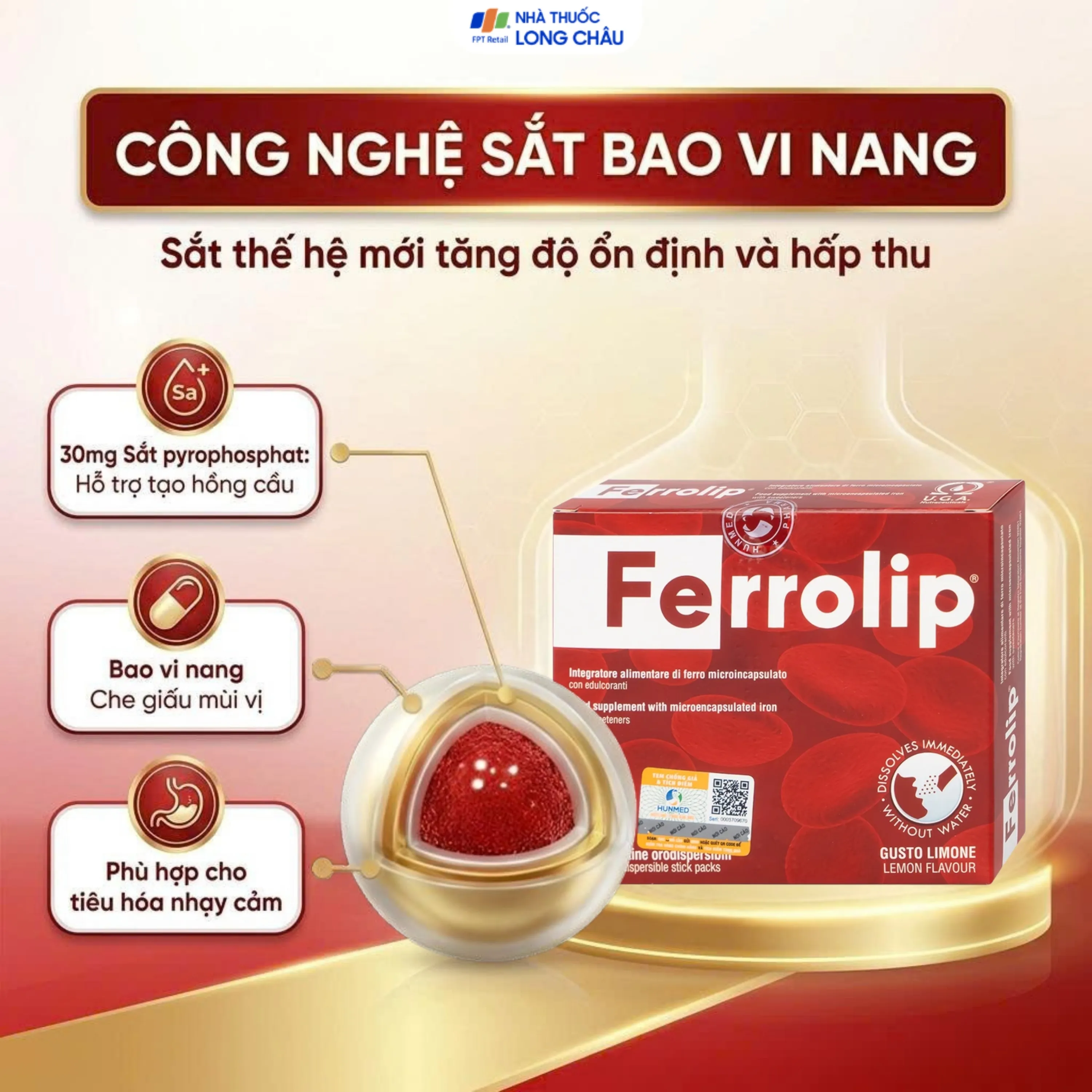 GIÚP BỔ SUNG SẮT FERROLIP UGA 20 GÓI 3