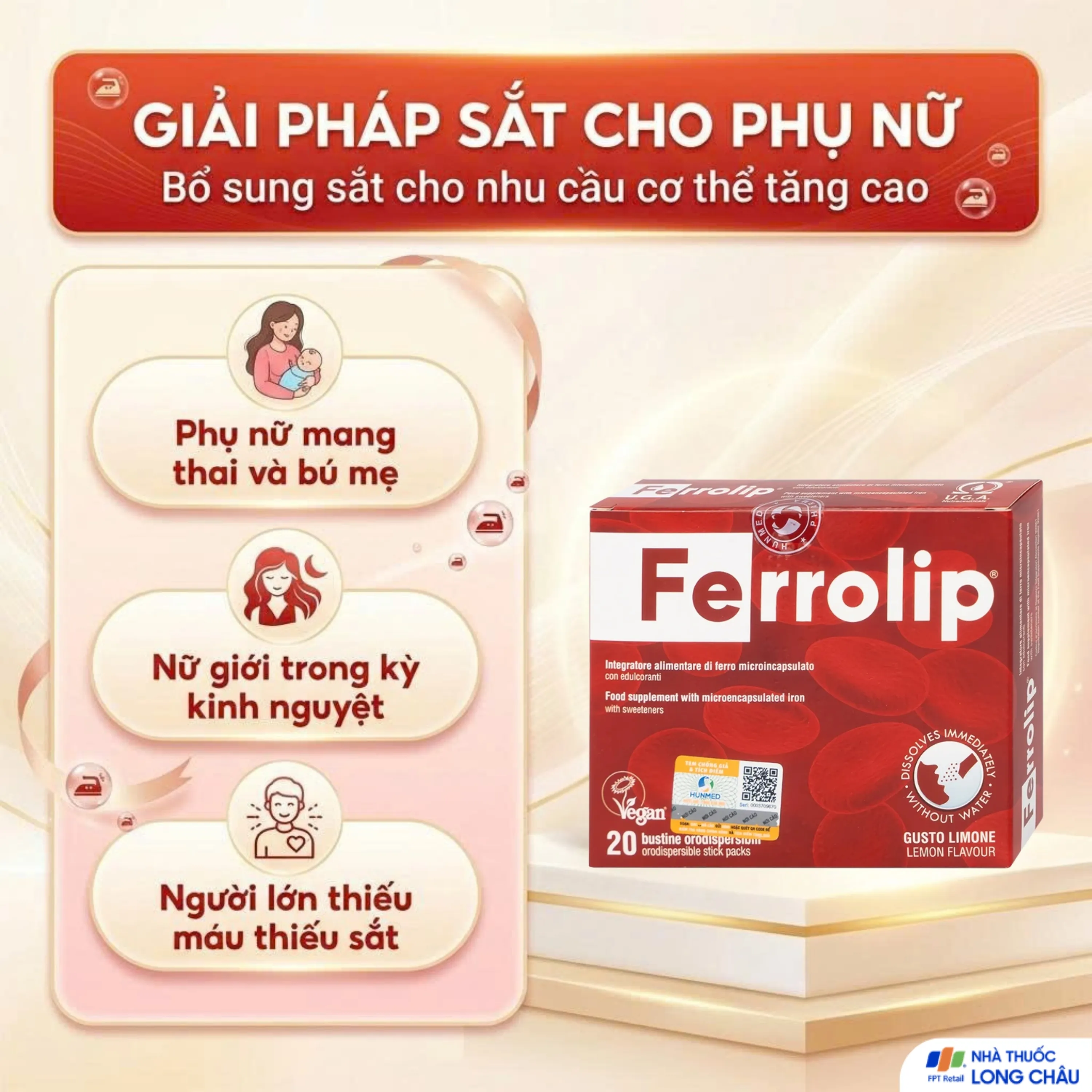 GIÚP BỔ SUNG SẮT FERROLIP UGA 20 GÓI 4