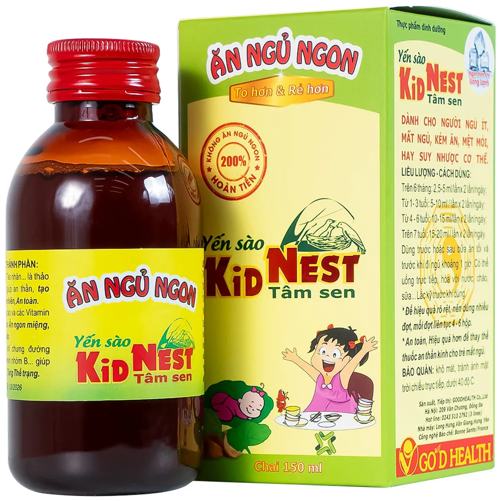 GIÚP TRẺ ĂN NGỦ NGON YẾN SÀO KID NEST TÂM SEN GOOD HEALTH 150ML