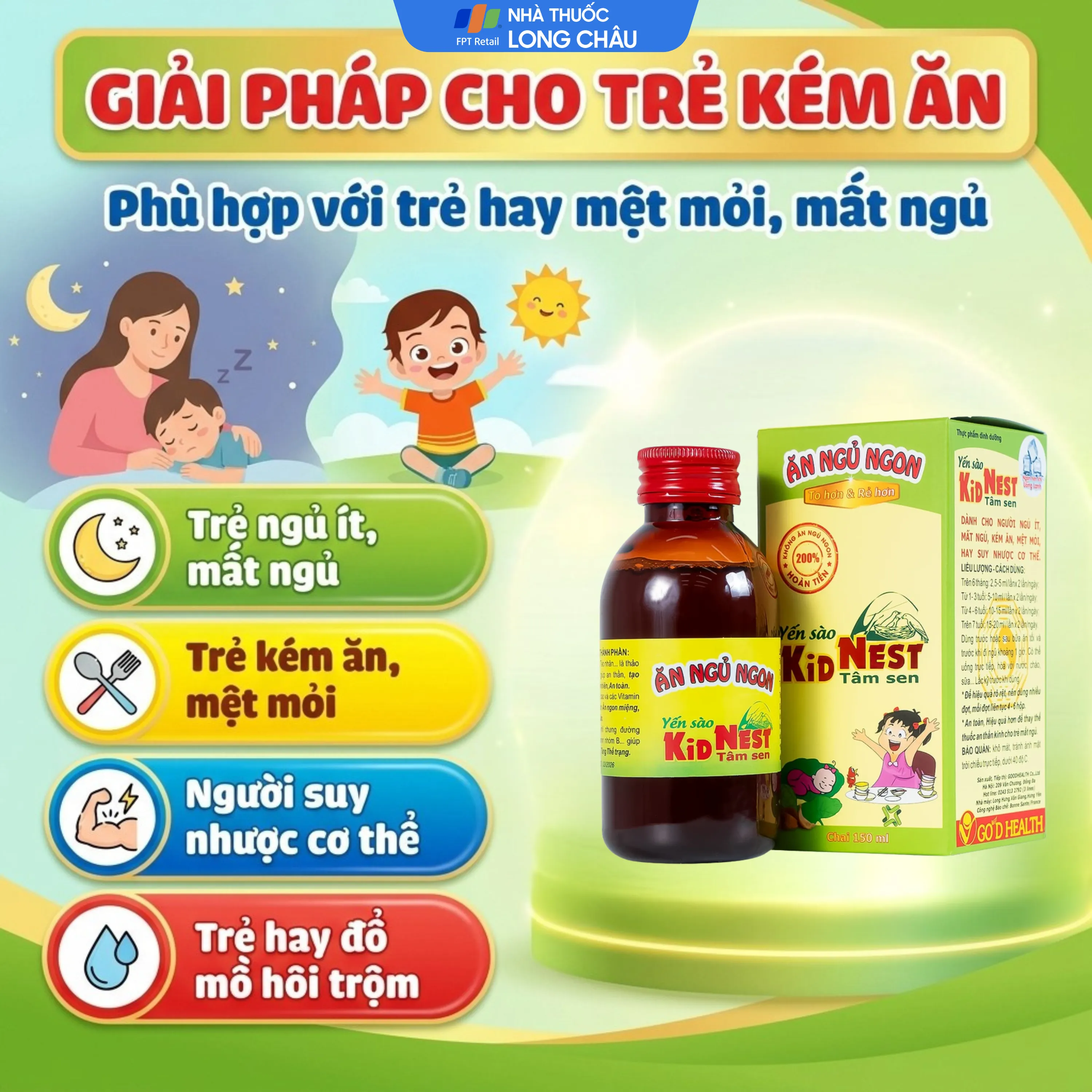 GIÚP TRẺ ĂN NGỦ NGON YẾN SÀO KID NEST TÂM SEN GOOD HEALTH 150ML 2