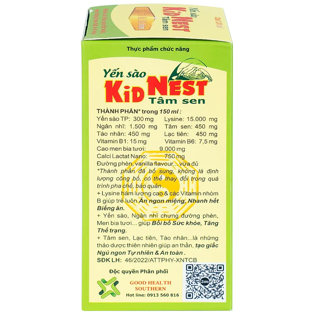 GIÚP TRẺ ĂN NGỦ NGON YẾN SÀO KID NEST TÂM SEN GOOD HEALTH 150ML 7