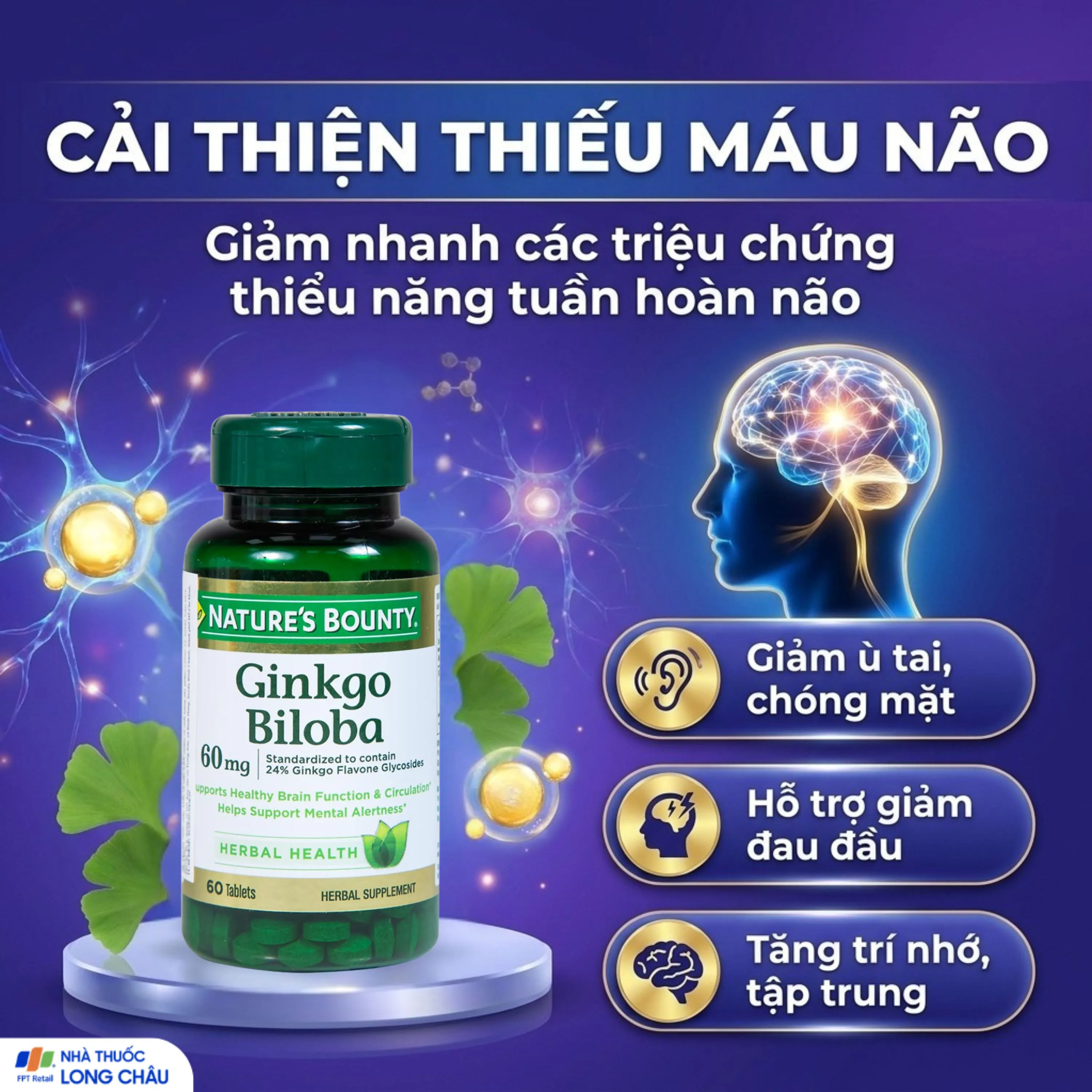 GINKGO BILOBA 60MG NATURES BOUNTY 60V 3