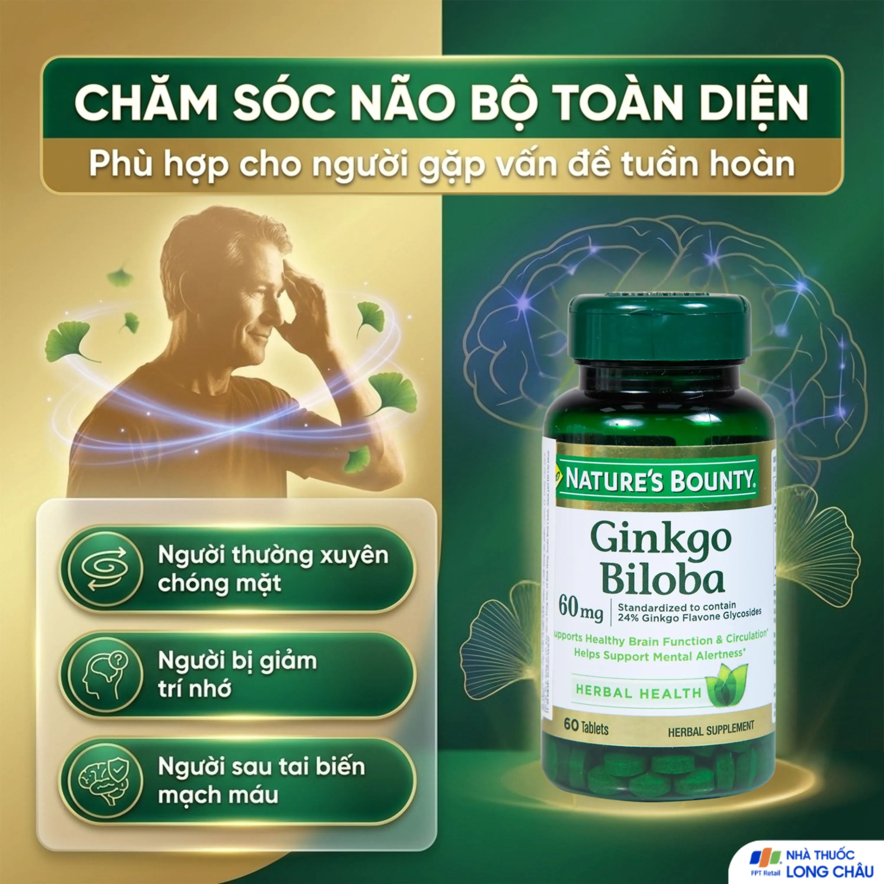 GINKGO BILOBA 60MG NATURES BOUNTY 60V 5