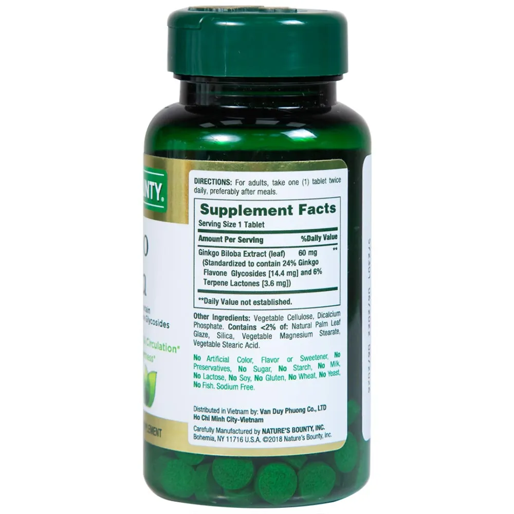 GINKGO BILOBA 60MG NATURES BOUNTY 60V 9