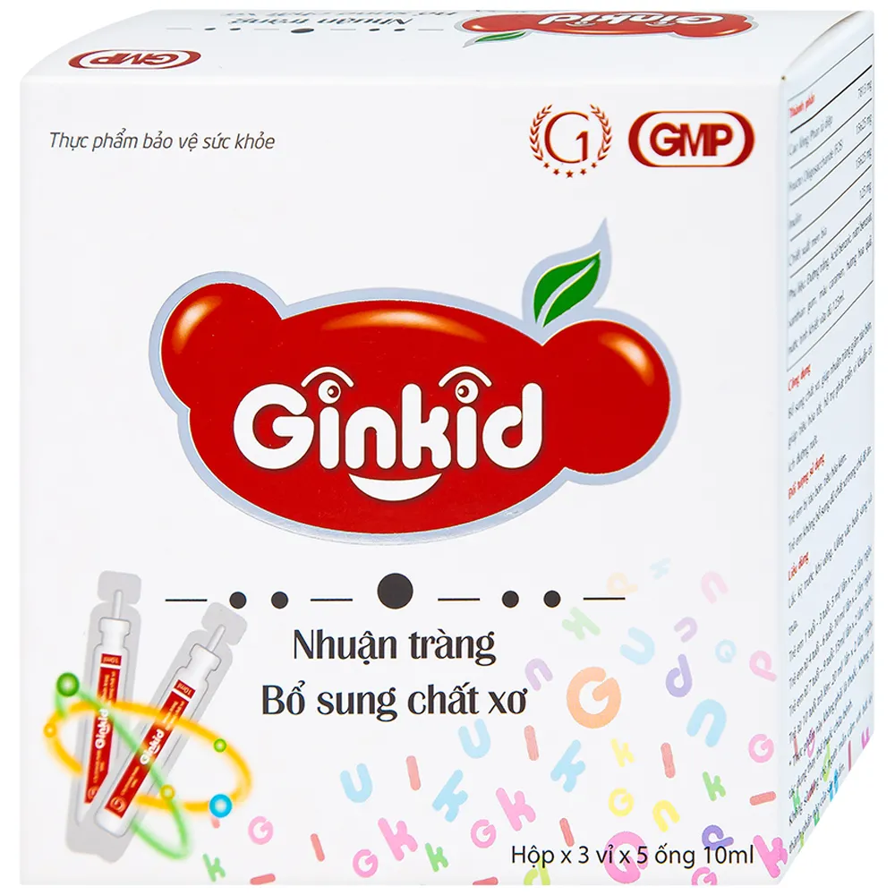 GINKID NHUẬN TRÀNG, BỔ SUNG CHẤT XƠ 3X5 ỐNG 10ML