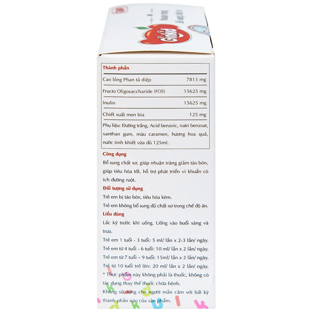 GINKID NHUẬN TRÀNG, BỔ SUNG CHẤT XƠ 3X5 ỐNG 10ML 7