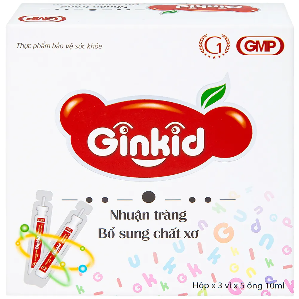 GINKID NHUẬN TRÀNG, BỔ SUNG CHẤT XƠ 3X5 ỐNG 10ML 8