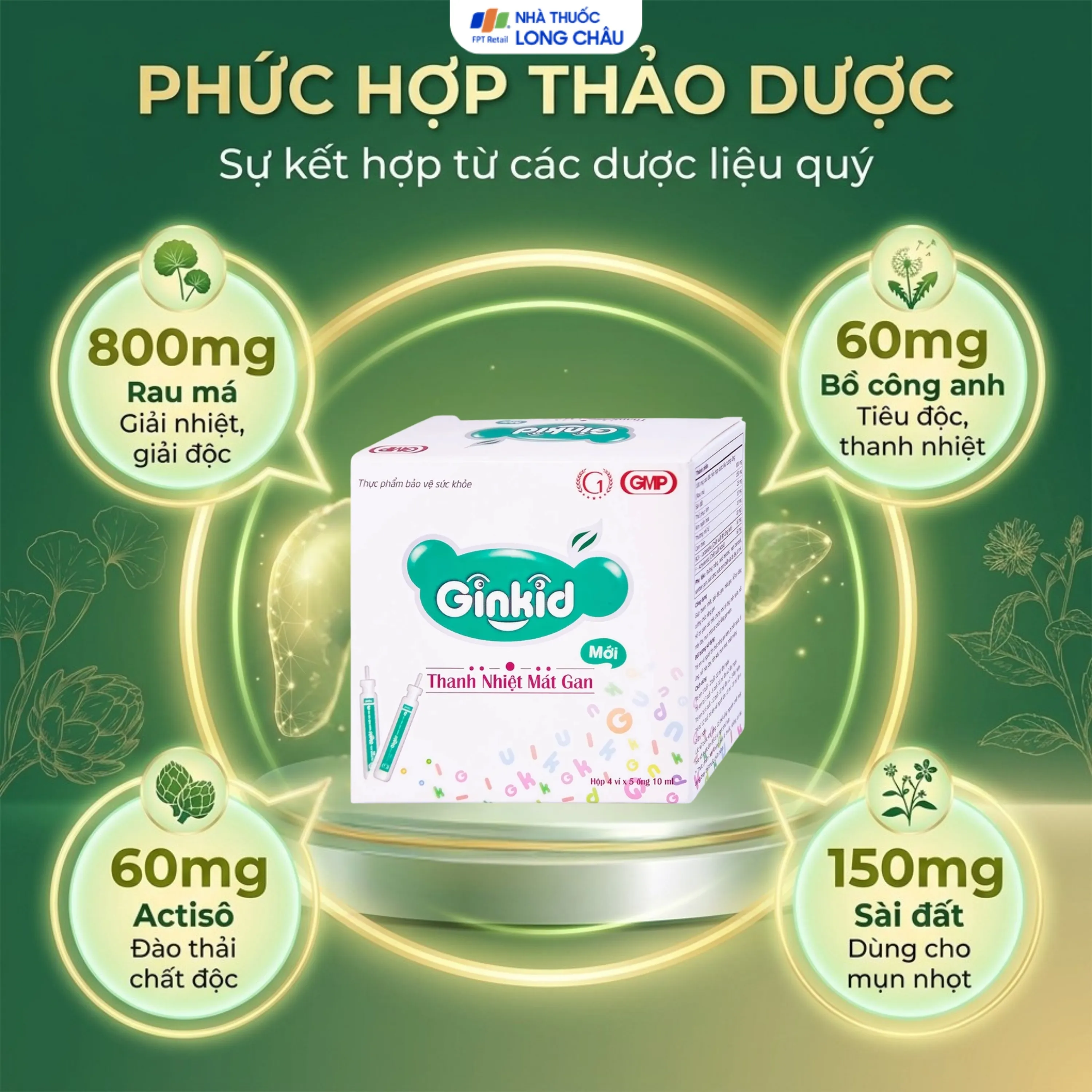 GINKID THANH NHIỆT MÁT GAN 4X5 ỐNG 10ML 3