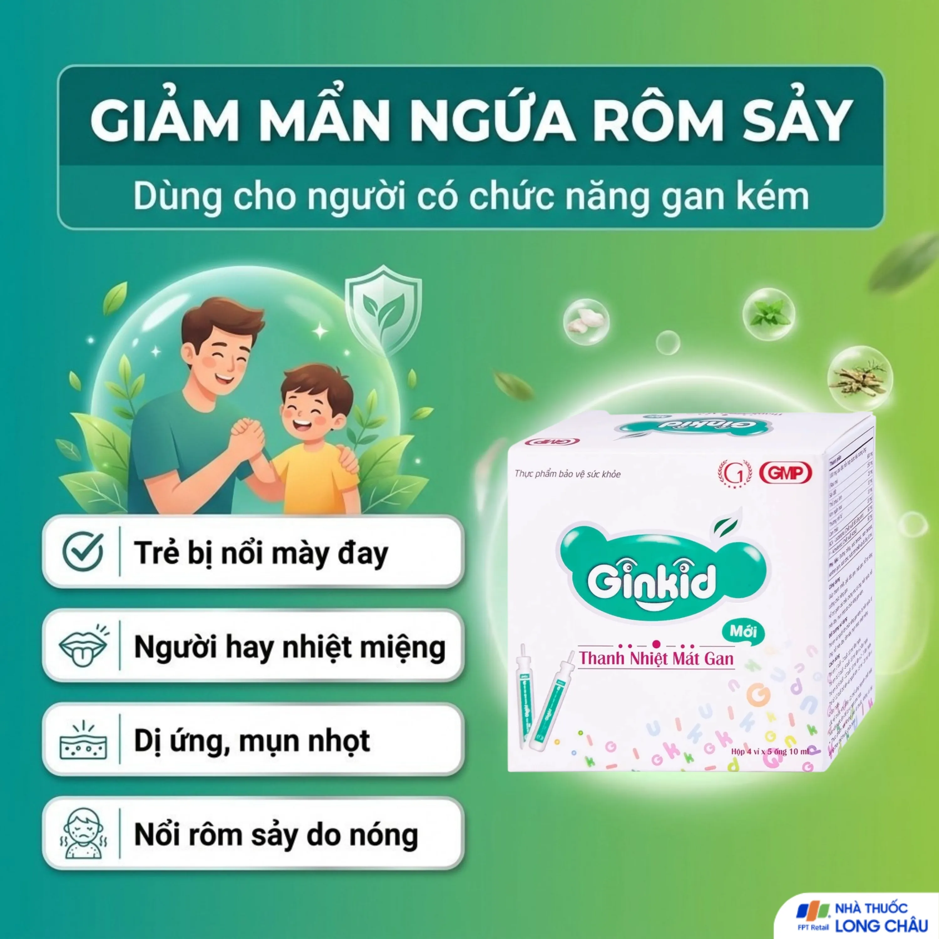 GINKID THANH NHIỆT MÁT GAN 4X5 ỐNG 10ML 4