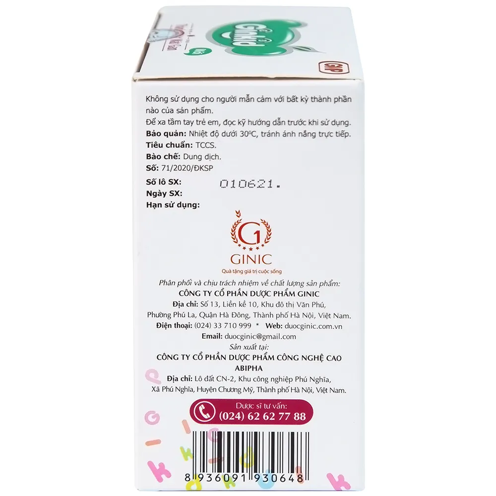 GINKID THANH NHIỆT MÁT GAN 4X5 ỐNG 10ML 5