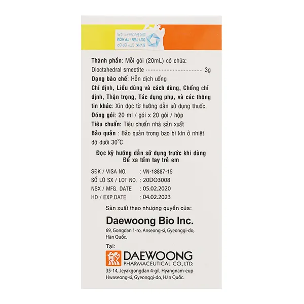 Hỗn dịch uống Grafort 3g trị trào ngược dạ dày, thực quản (20 gói x 20ml) 3