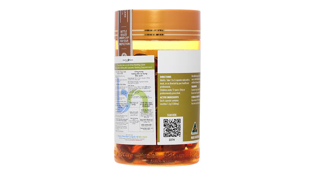 Healthy Care Super Lecithin 1200mg hỗ trợ bảo vệ gan lọ 100 viên 4