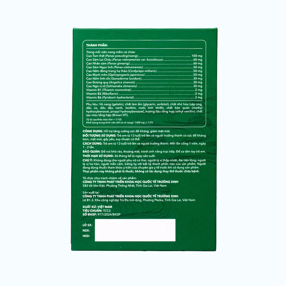 HerbalWellness Sâm Ngọc Linh Trường Sinh (Hop 30 vien nang mem) 5