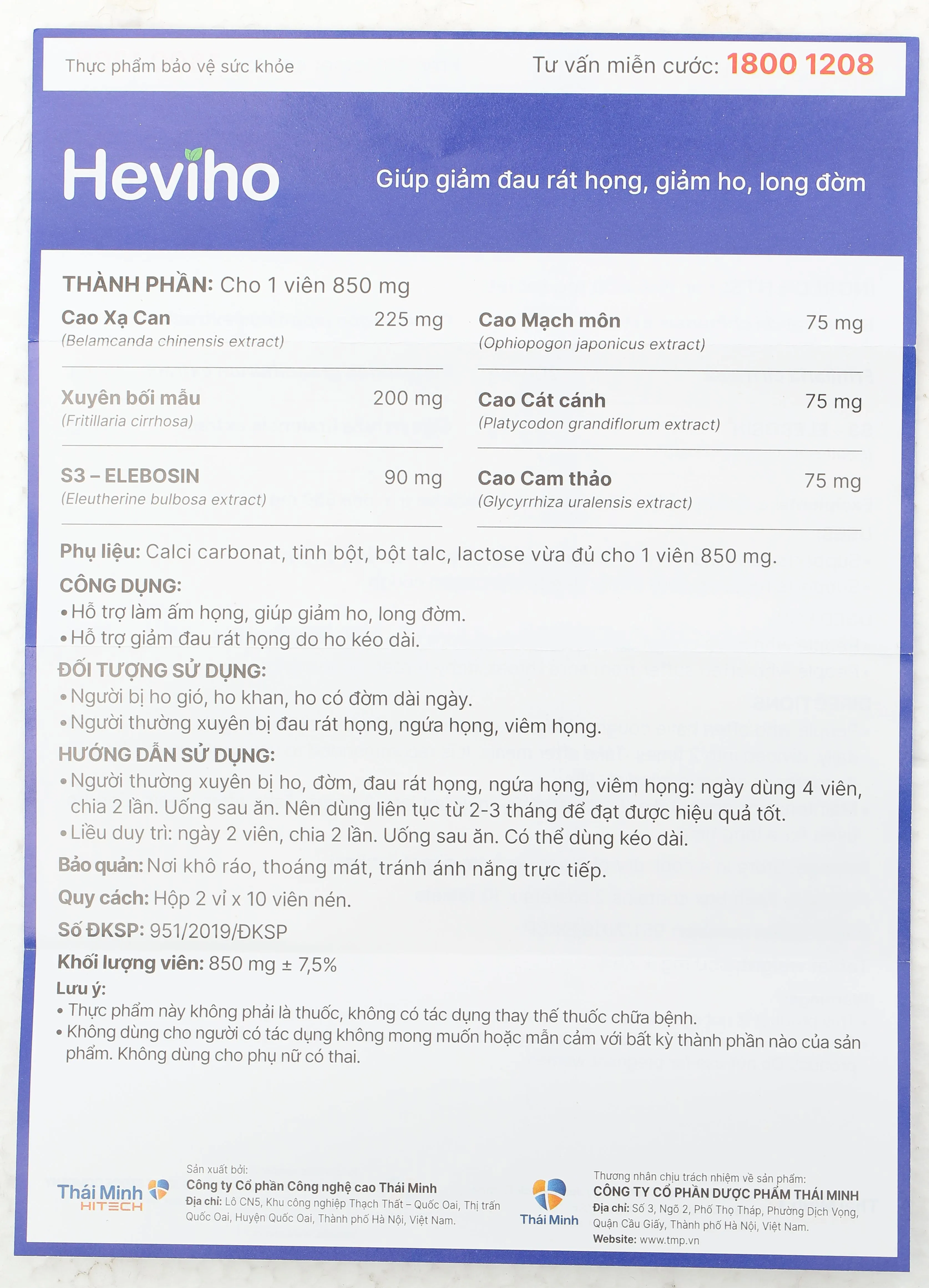 Heviho hộp 20 viên 15