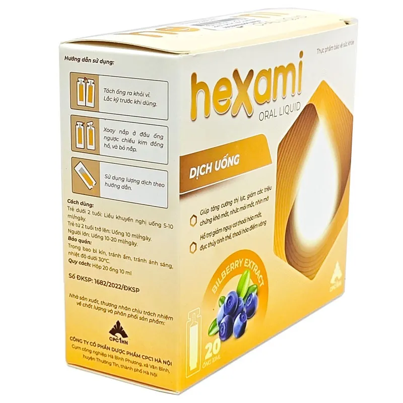 Hexami Oral Liquid hỗ trợ tăng cường thị lực, giảm các triệu chứng khô mắt (Hộp 20 ống x 10ml) 4