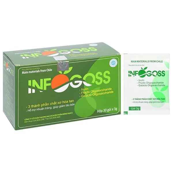 Infogoss hỗ trợ nhuận tràng, giảm táo bón hộp 30 gói x 3g