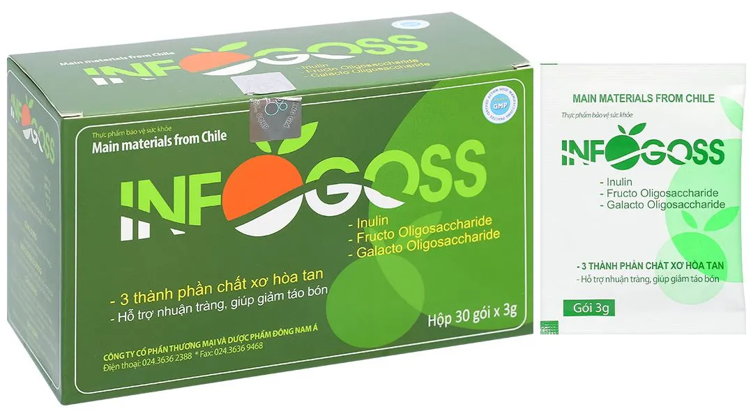 Infogoss hỗ trợ nhuận tràng, giảm táo bón hộp 30 gói x 3g 3