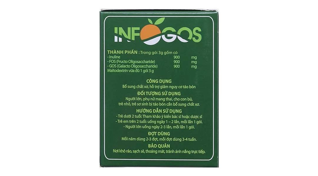 Infogoss hỗ trợ nhuận tràng, giảm táo bón hộp 30 gói x 3g 12