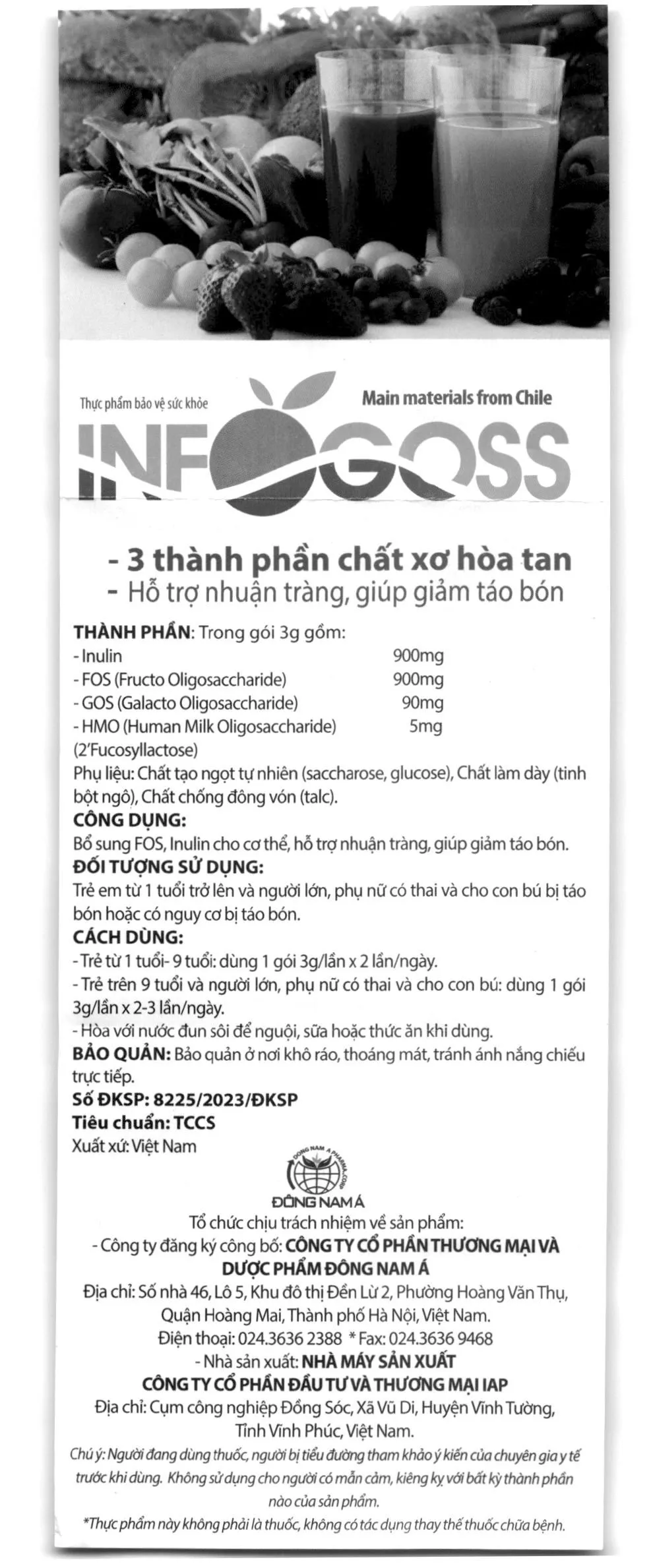 Infogoss hỗ trợ nhuận tràng, giảm táo bón hộp 30 gói x 3g 15
