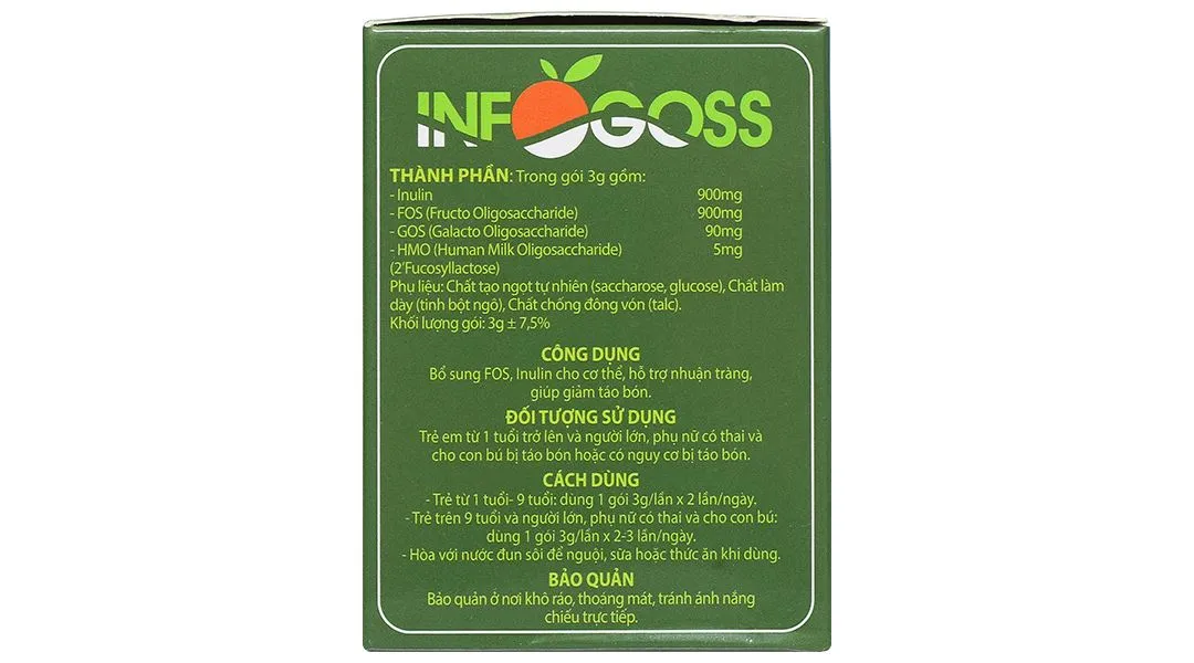 Infogoss hỗ trợ nhuận tràng, giảm táo bón hộp 30 gói x 3g 6