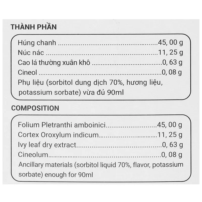 Ivy Extra hỗ trợ giảm ho, long đờm chai 90ml 12