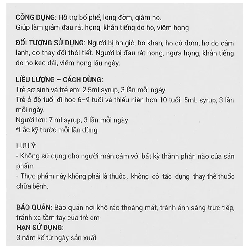 Ivy Extra hỗ trợ giảm ho, long đờm chai 90ml 10