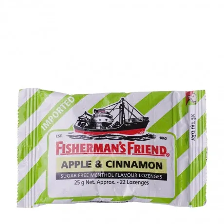 Kẹo con tàu không đường Fisherman's Friend vị táo, quế và menthol (25g) 2