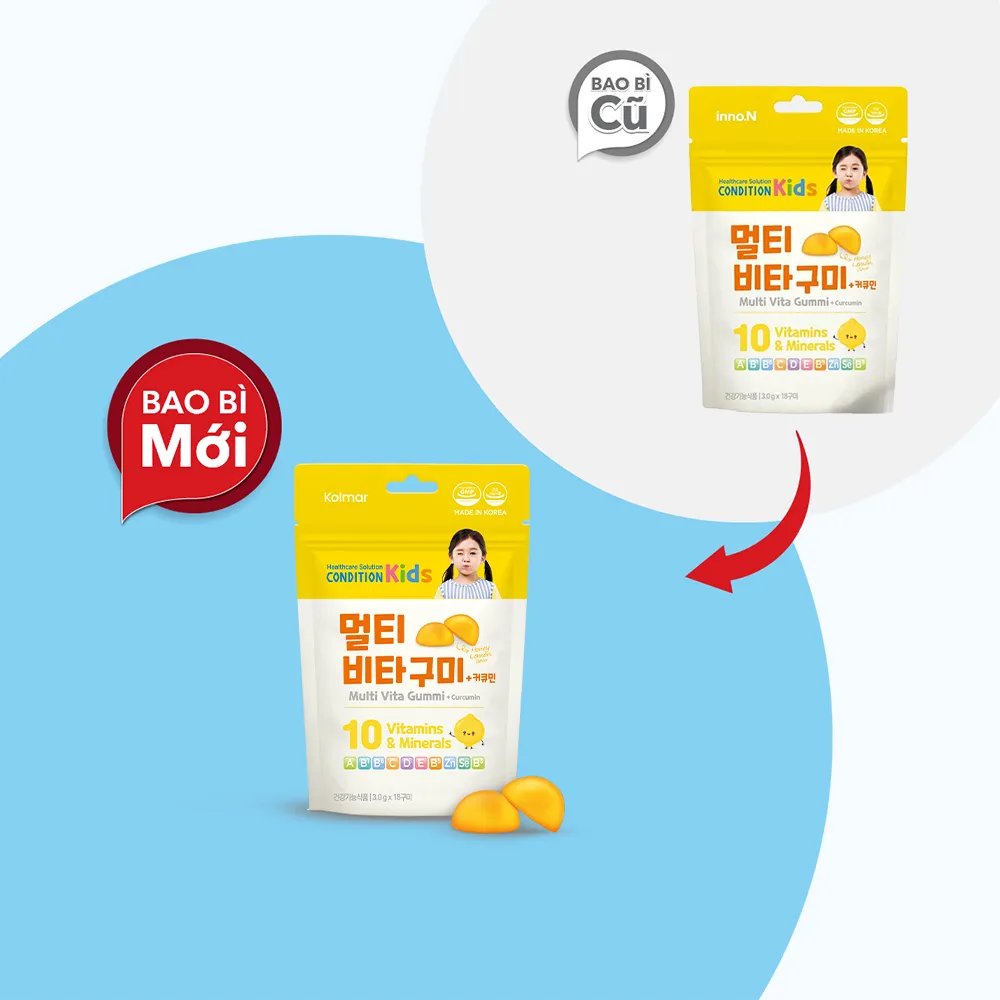 Kẹo dẻo Condition Kids Multi Vita Gummi + Curcumin (Hộp 5 Gói) bổ sung vitamin 4