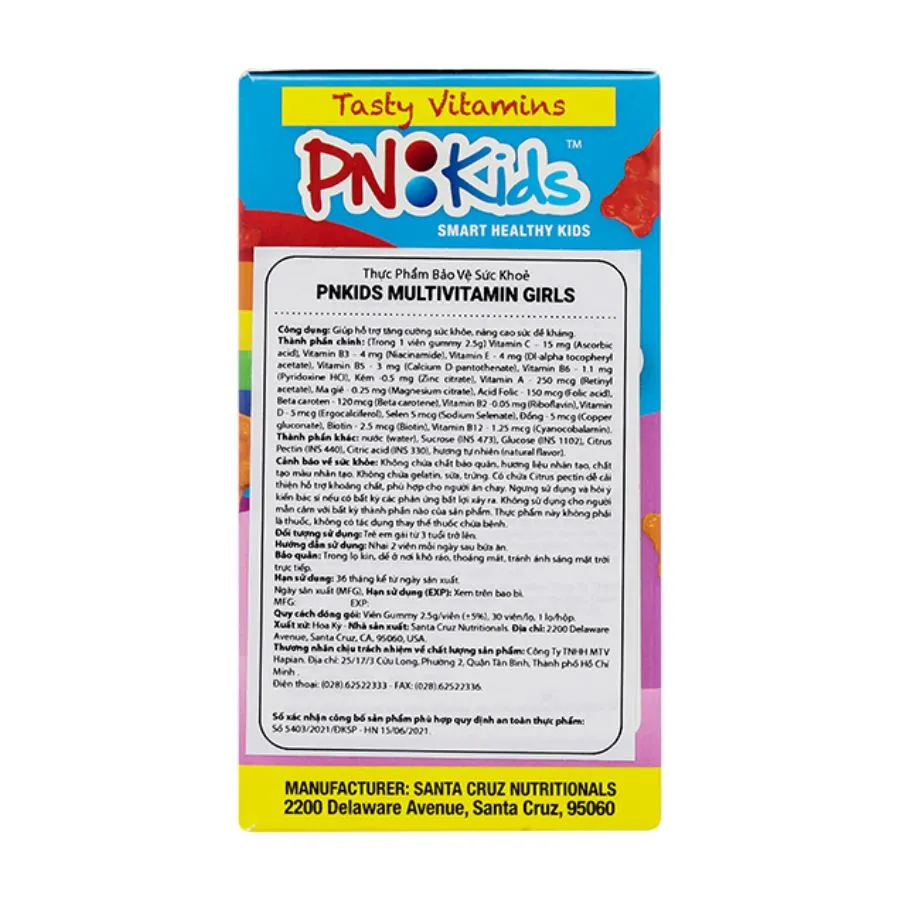 Kẹo dẻo PN Kids Multi Vitamin Girls bổ sung vitamin, hỗ trợ hệ miễn dịch (Hộp 30 viên) 4