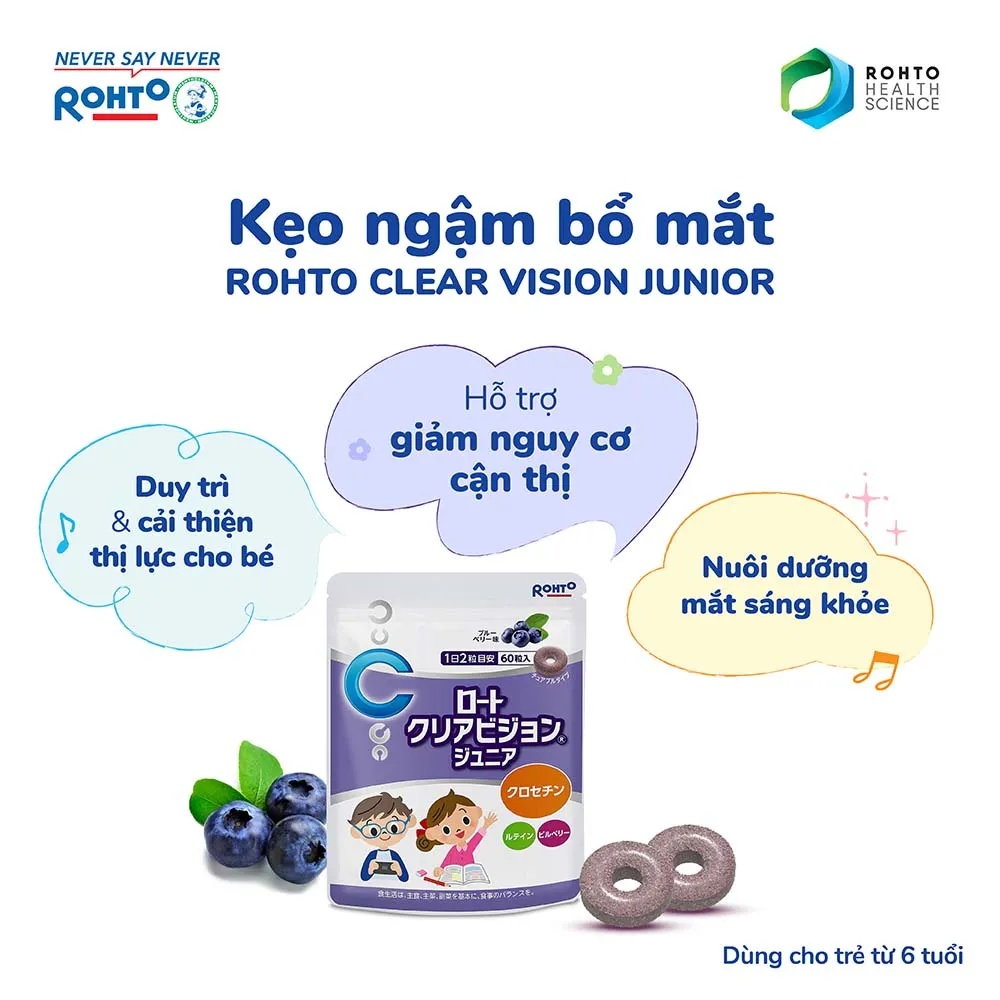 Kẹo Ngậm Bổ Mắt Rohto Clear Vision Junior Túi 60 Viên 3