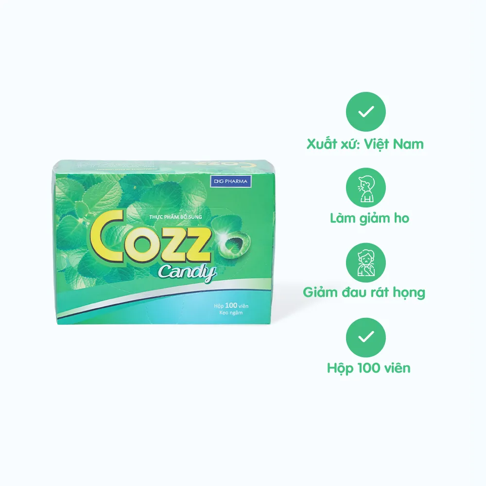 Kẹo ngậm Cozz Candy hỗ trợ giảm ho, đau rát họng và khản tiếng (100 viên) 2