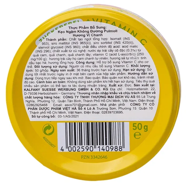 Kẹo ngậm ho không đường Pulmoll Zitrone hương chanh giảm ho, dịu họng (45g) 3